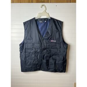 Vintage Polo Ralph Lauren Black Navy Blue USA Utility Fishing Vest XL Nylon Mesh